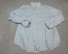 Peter Millar Shirt Mens Adult Extra Large Blue Green Plaid Button Up Camp Casual picture