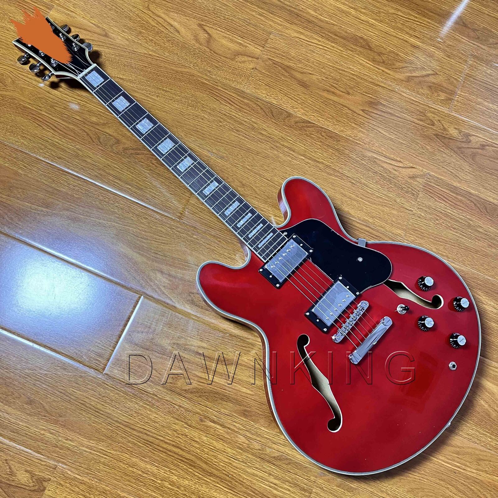 red Jazz Electric Guitar 335 Semi-hollow 6 strings 