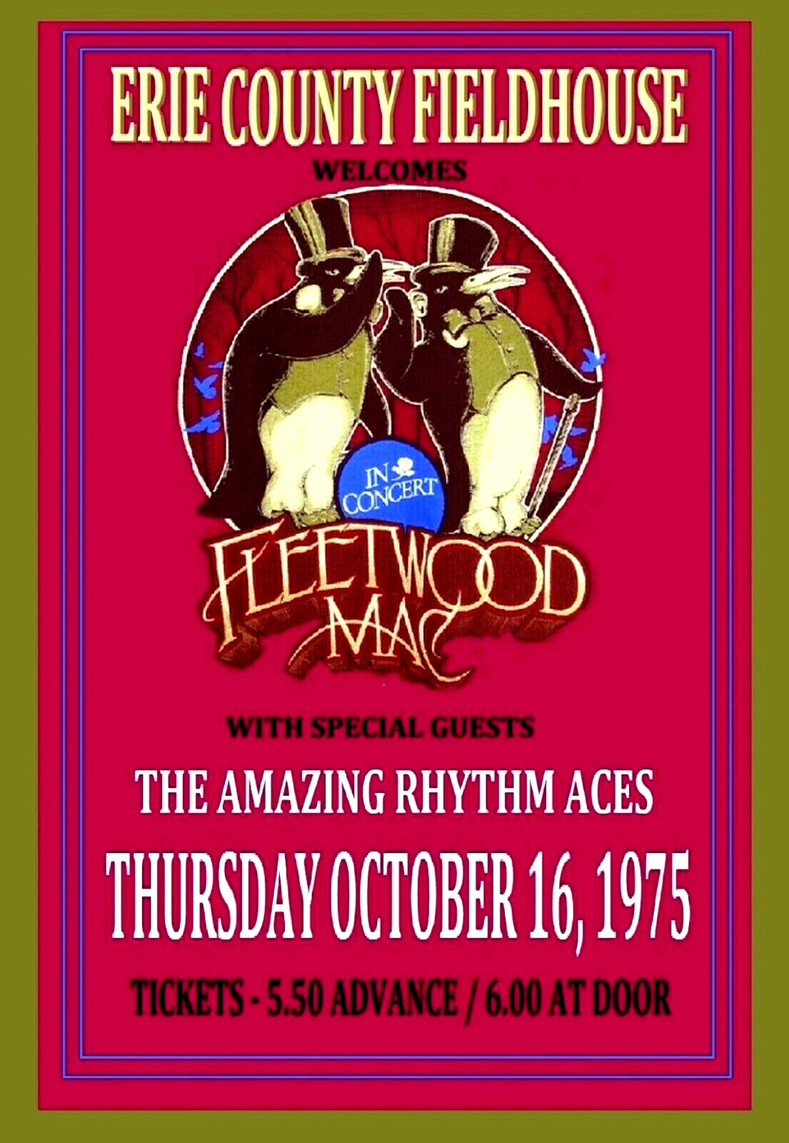 FLEETWOOD MAC - AMAZING RHYTHM ACES -ERIE COUNTY FIELDHOUSE- POSTER / 11 x 17 IN
