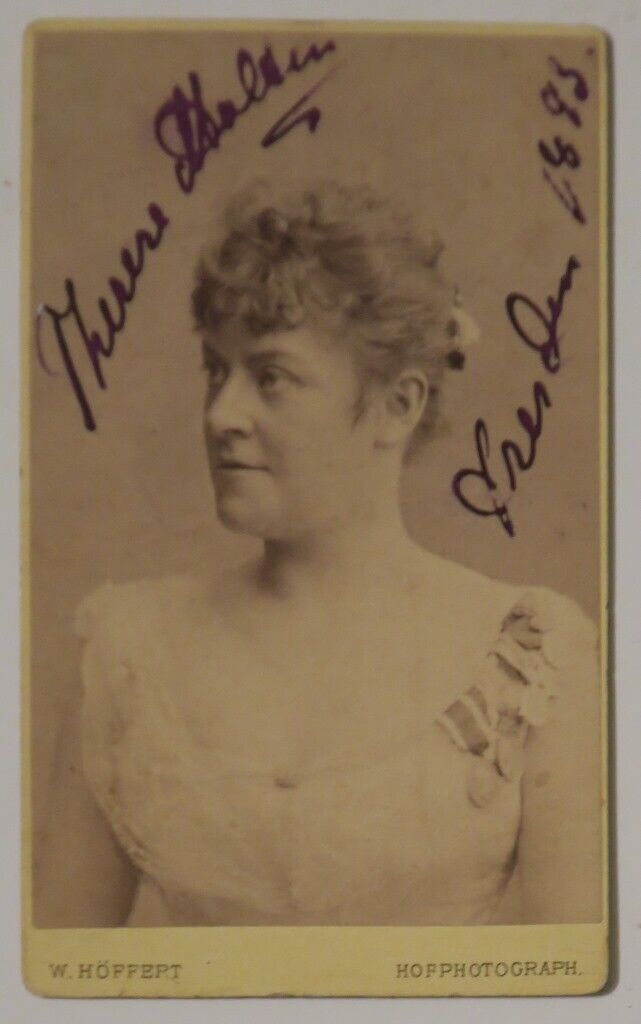 German Wagner Soprano Therese Malten Ink Signed 1883 CDV Hoffert Photo, Dresden
