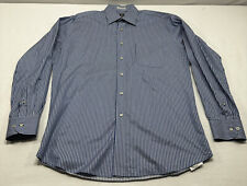 Peter Millar Shirt Mens Sz L 16 Blue Green Striped Button Down Long Sleeve Flaw picture