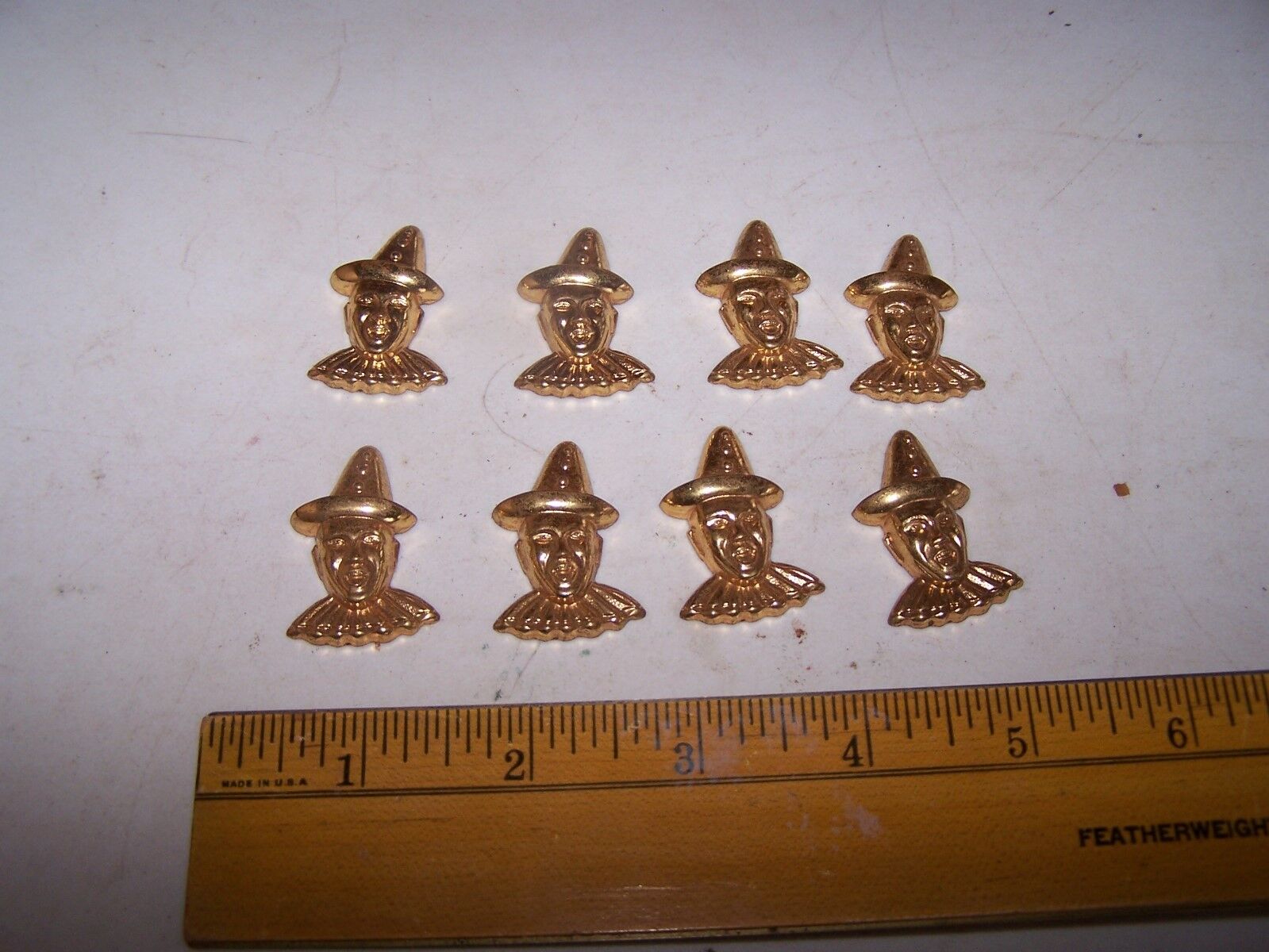 8 Gold Tone Metal CLOWN Molds ??? - Candy - Estate Find