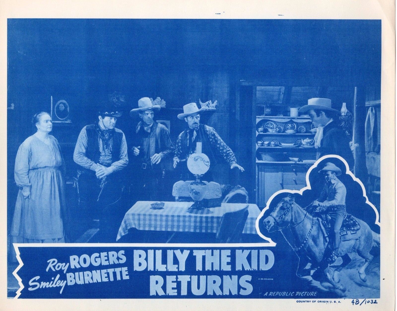 ROY ROGERS SMILEY BURNETTE BILLY THE KID RETURNS  RE1948 11x14