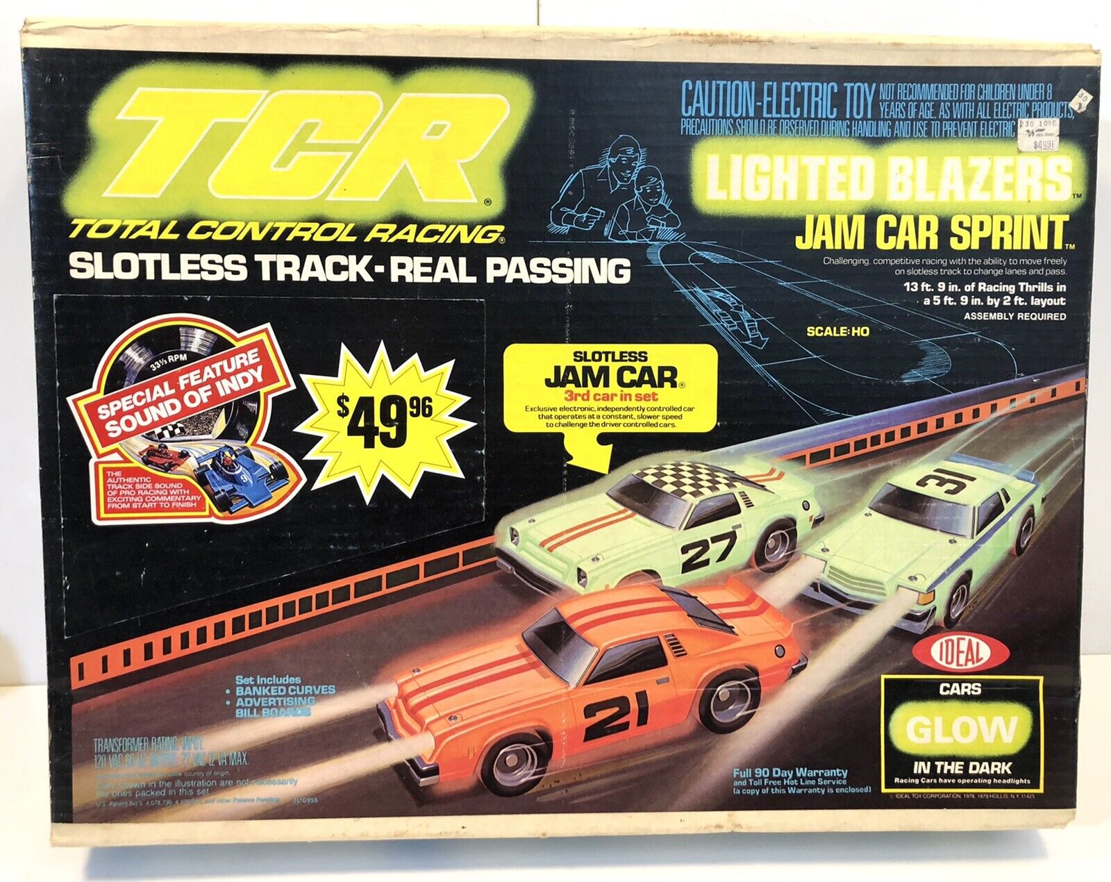 Ideal TCR Slotless Lighted Blazers Chevy Chevelle Slot Car Unpunched Card 1978 