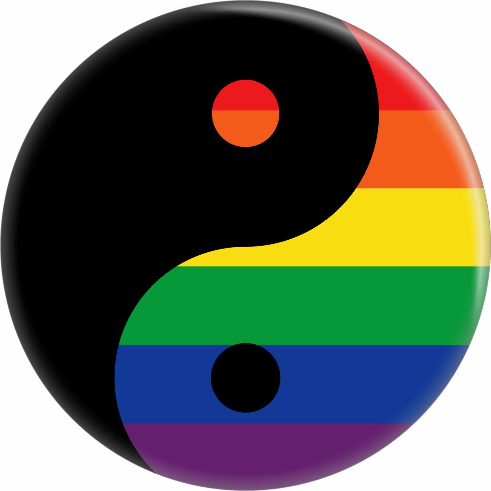 Magnet - Rainbow Yin Yang Gay Pride LGBTQ Flag Lesbian 2.25\