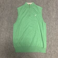 Peter Millar Mens Cashmere Cotton Silk Green Sweater 1/4 Zip Vest Size Medium M picture