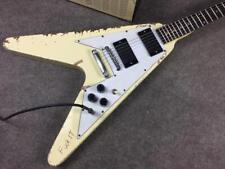 Hot Metallic White Cream Flying V Electric Guitar Active Pickups, Aged Hardware picture