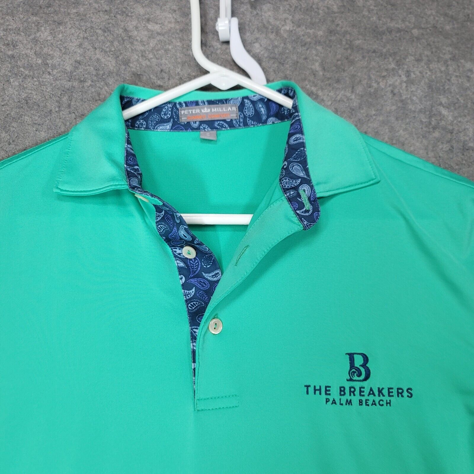 Peter Millar Polo Shirt Mens S Green Summer Comfort The Breakers Palm Beach Logo