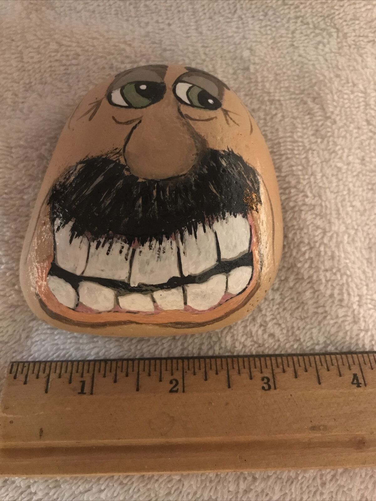 Awesome Funny Face Guy HAND PAINTED RIVER ROCK ART ROCKS PAINTING for Sale  