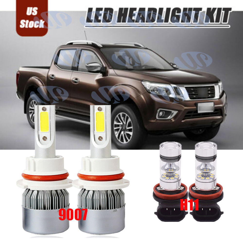 For Nissan Frontier 2005-2018 6000K LED Headlight Hi-Low+Fog Light 9007 H11 Bulb