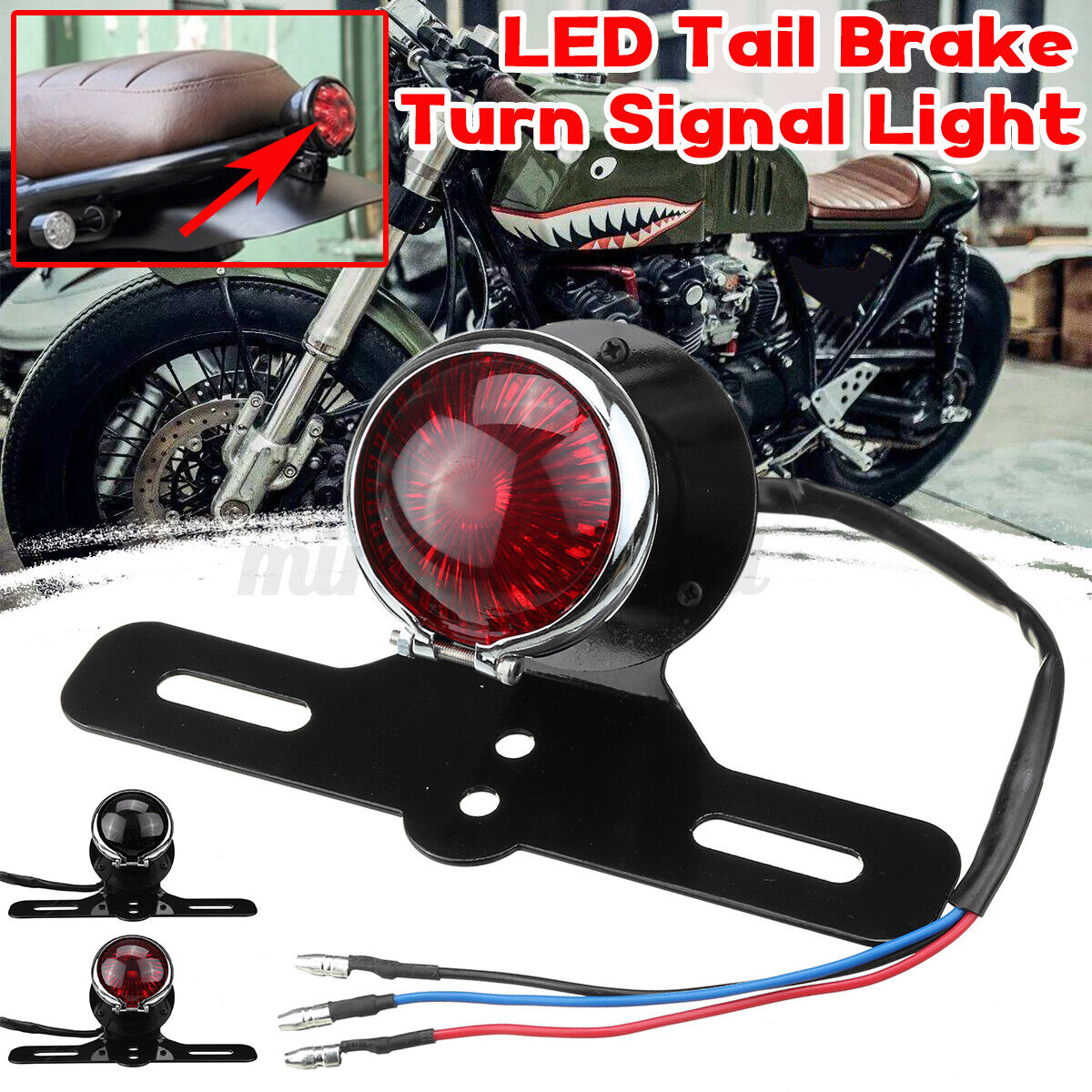 12V LED Motorcycle Turn Signals Brake License Plate Tail Light For Harley Bobber