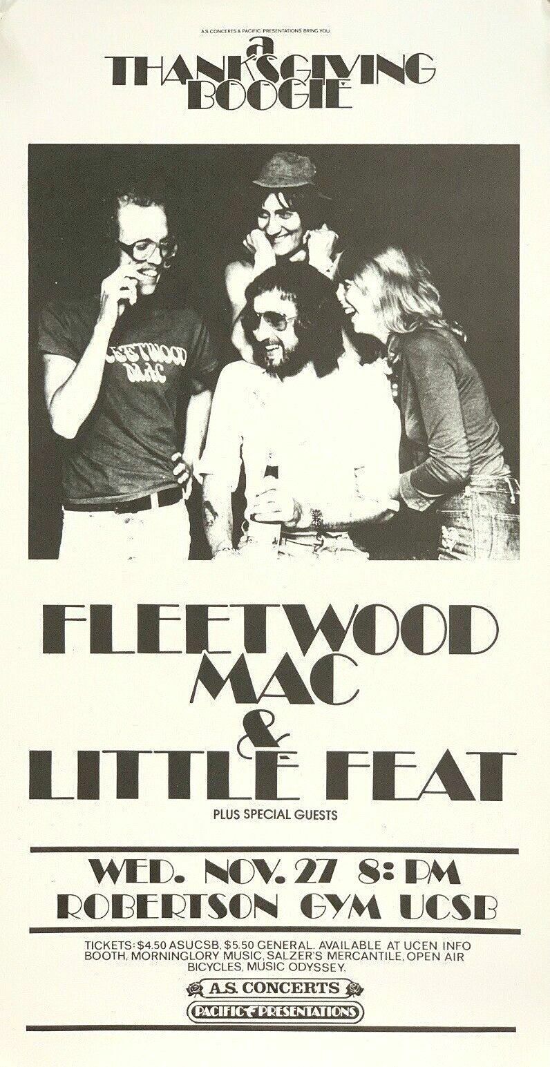 FLEETWOOD MAC / LITTLE FEAT 1974 ROBERTSON GYM UCSB CONCERT POSTER / NM 2 MINT