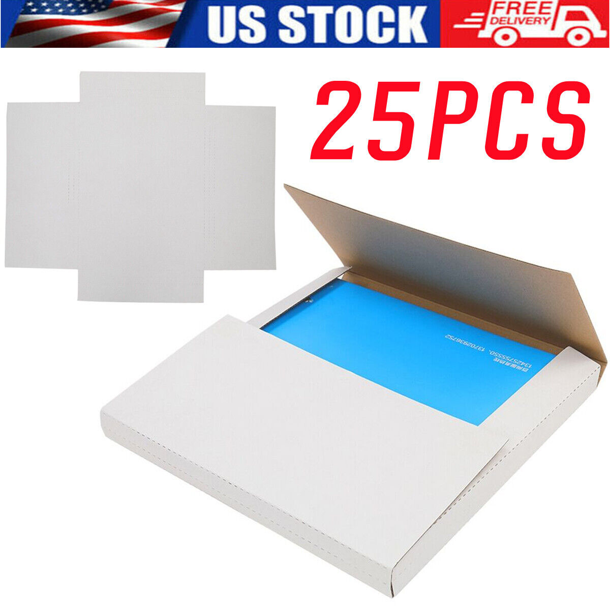 25PCS White Vinyl Record LP Shipping Mailer Boxes 12.5