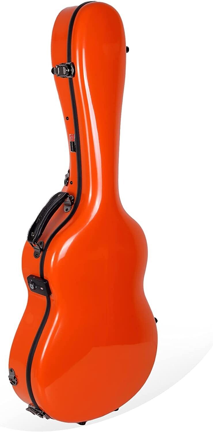 Crossrock Deluxe Fiberglass Classical Guitar Case, 4/4 Full Size-TSA Lock