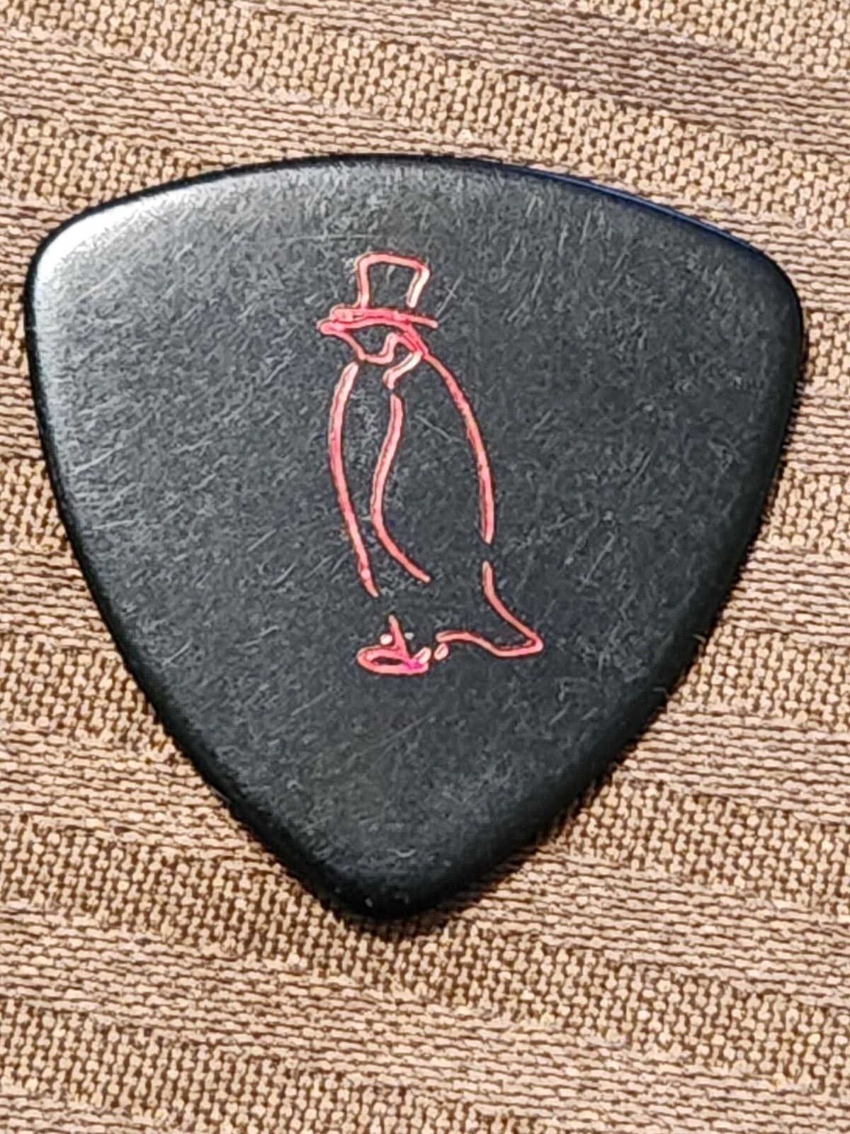 Fleetwood Mac John McVie Guitar Pick Red Penguin on Black Bass Guitar Pick