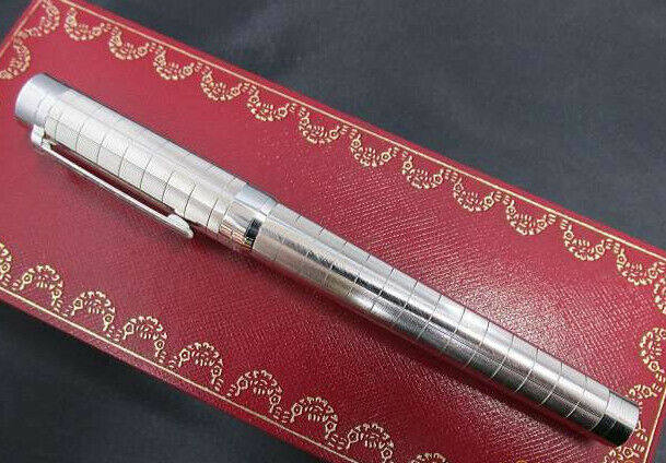 CARTIER Rollerball Pen Pasha Brushed Silver Palladium Finish with Case