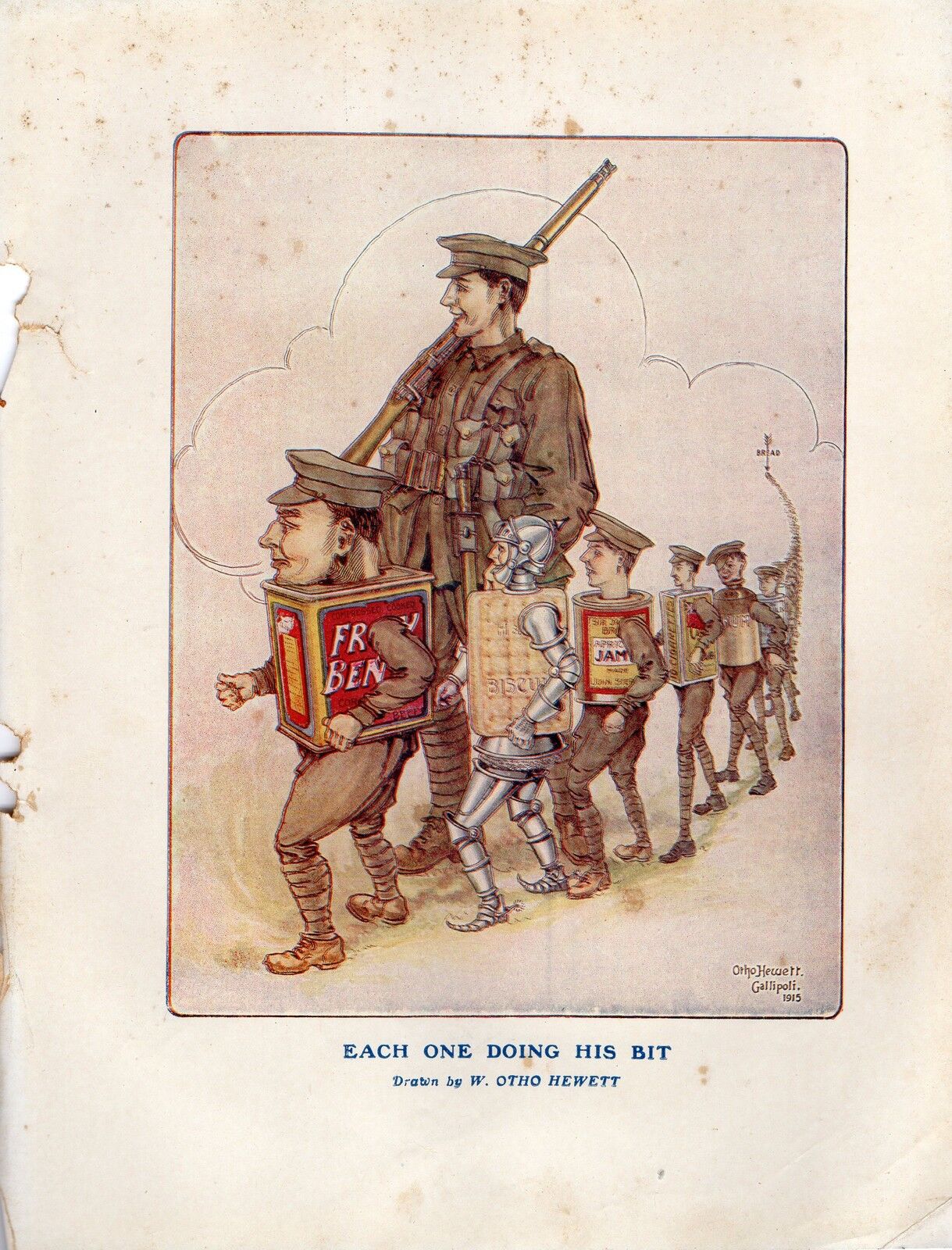 Anzac Original print of Gallipoli 1915 -drawn by Otho Hewett