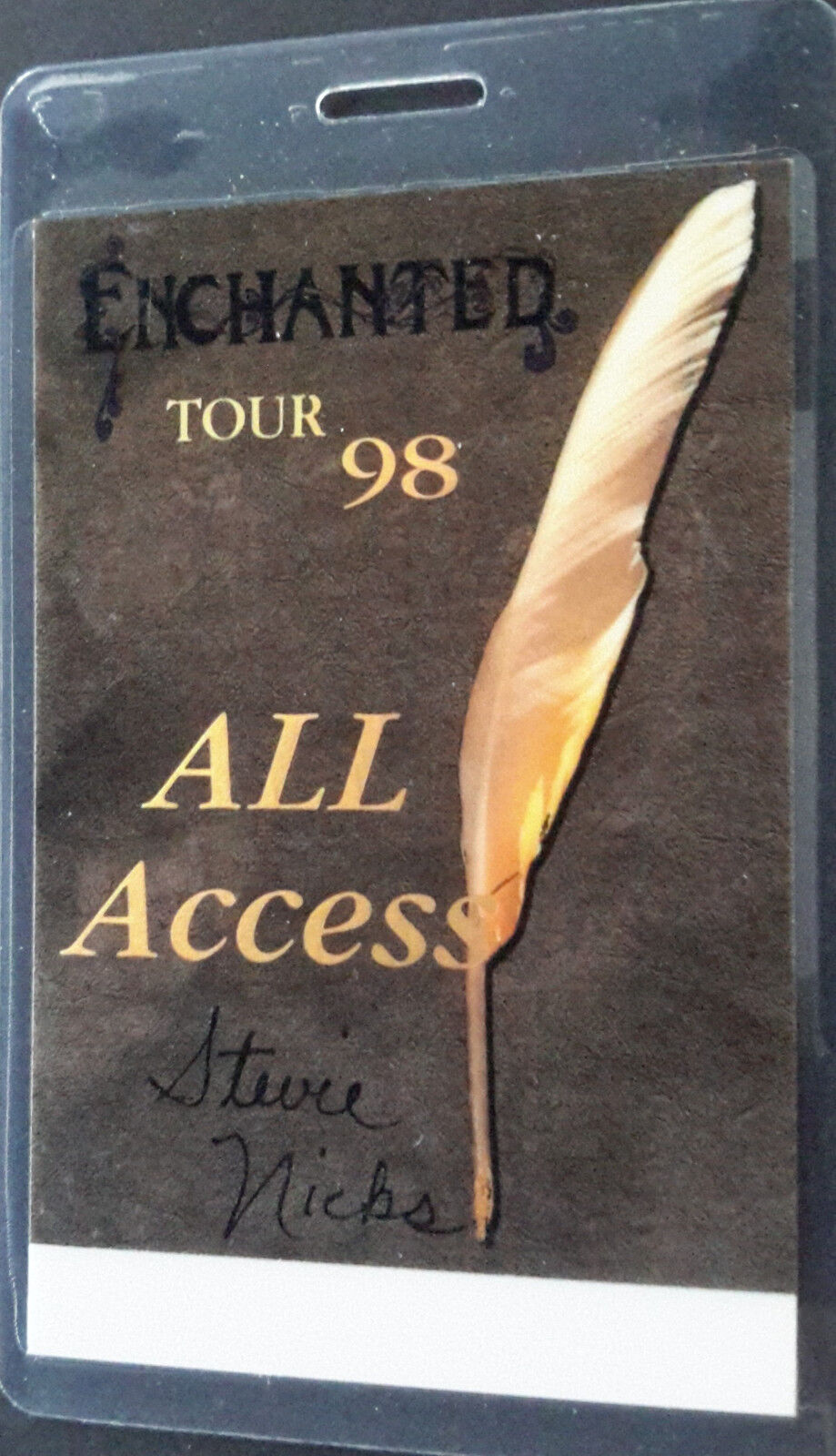 STEVIE NICKS - LAMINATED ALL ACCESS BACKSTAGE PASS - 1998 ENCHANTED TOUR - FOIL