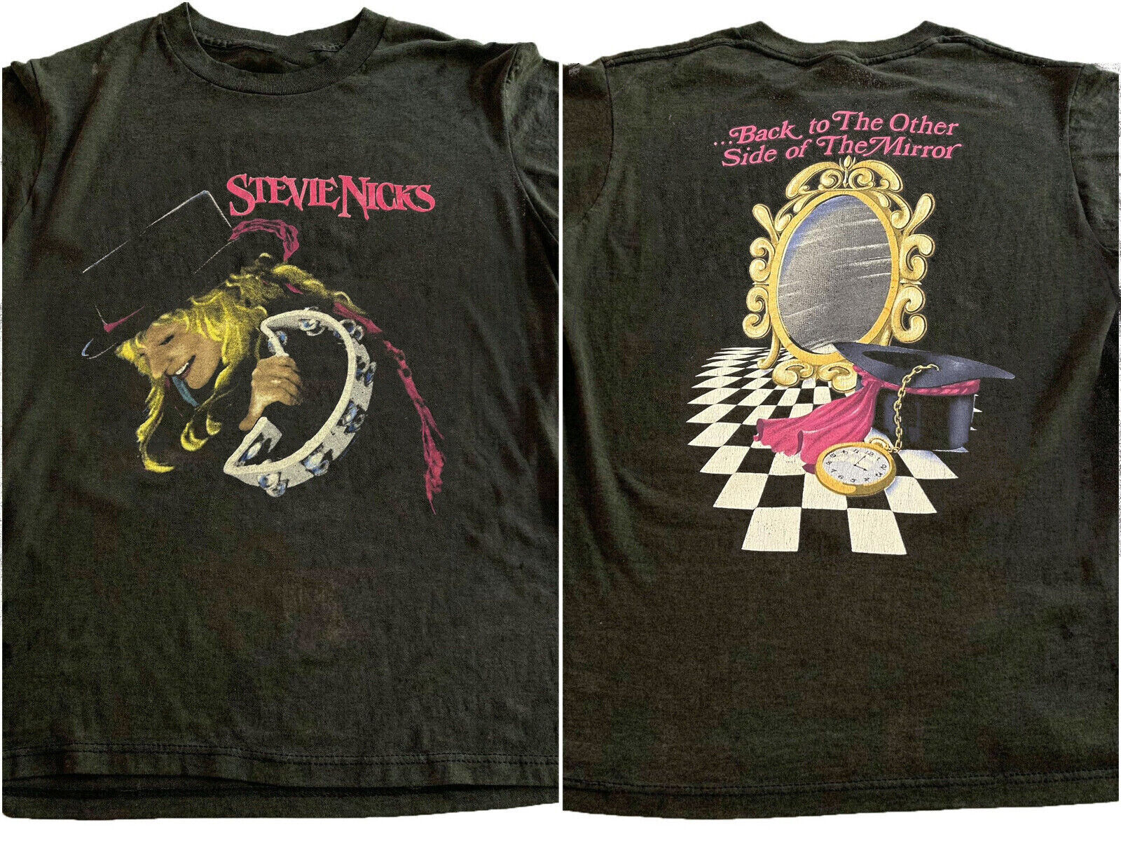 80s Fleetwood Mac Stevie Nicks 2 side basic black Graphic T shirt NH10099