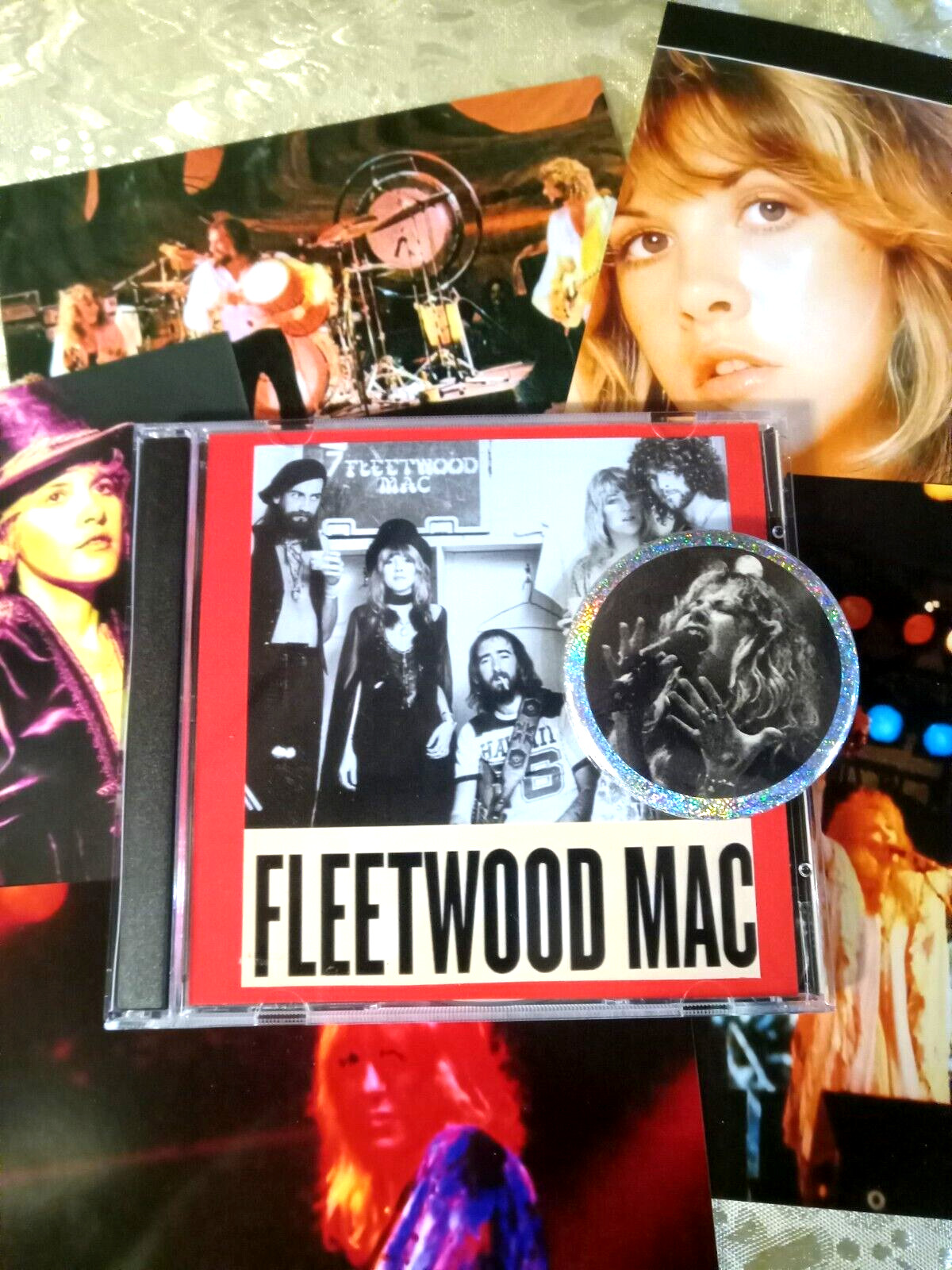 FLEETWOOD MAC Nicks vtg BUTTON PIN & PIX + free Rare CD 1977 OKLA CITY Rumours 