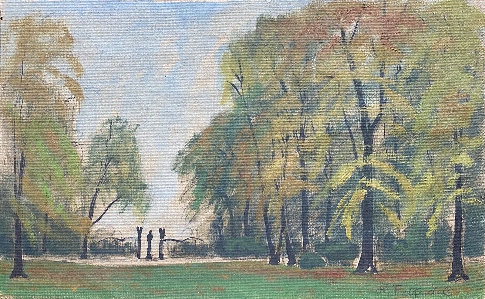 Hermann Feltendal park landscape nature loose canvas impressionism oil 