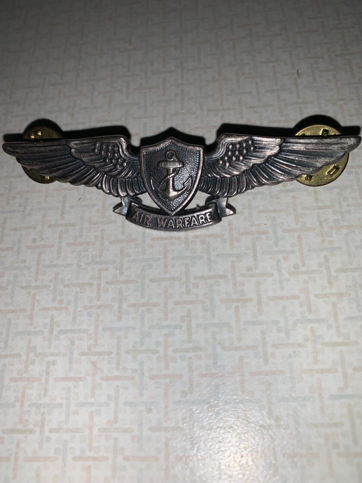 Vintage US Navy Aviation AIR WARFARE Specialist Badge Wing Anchor Navy ...