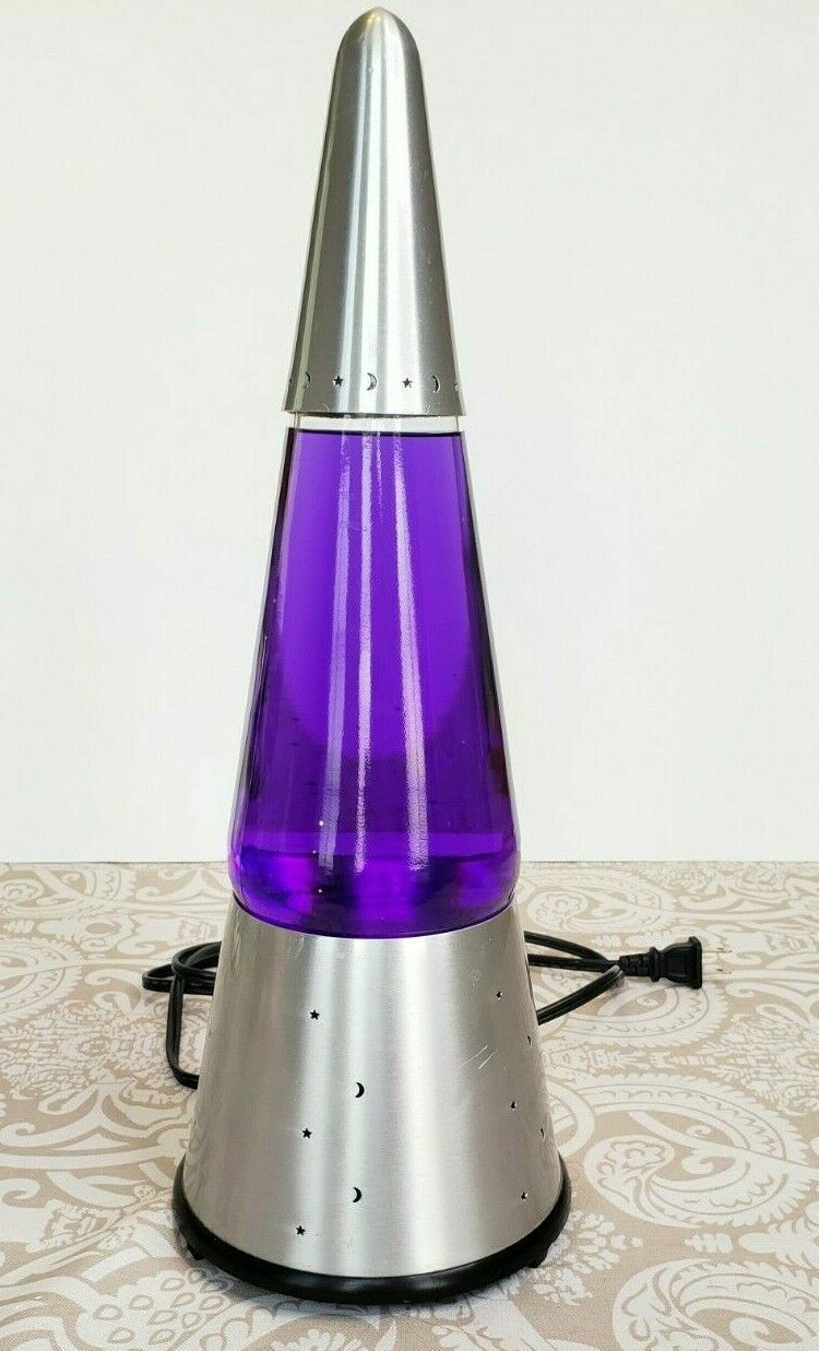 Vintage Original LAVA LAMP Wizard Purple Glitter Moon Stars 15.5