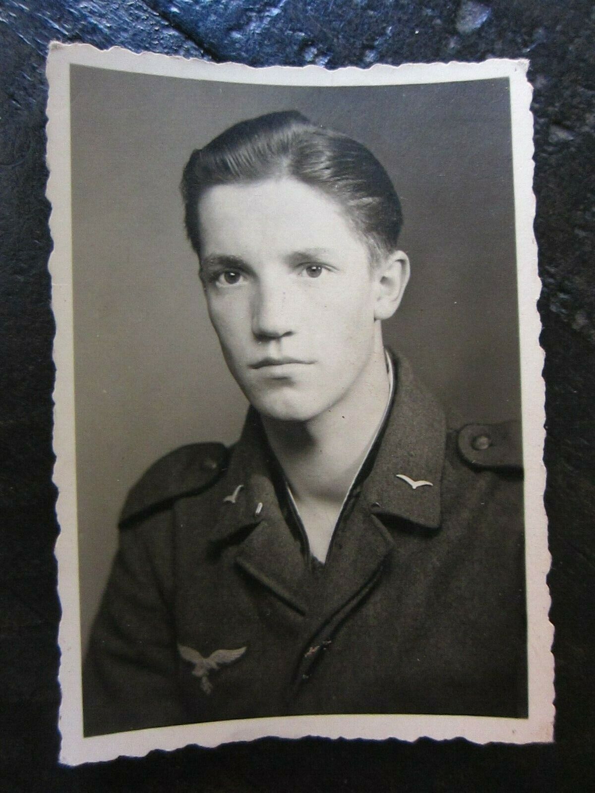Original WWII German Luftwaffe Soldier Boy Studio Portrait Photo