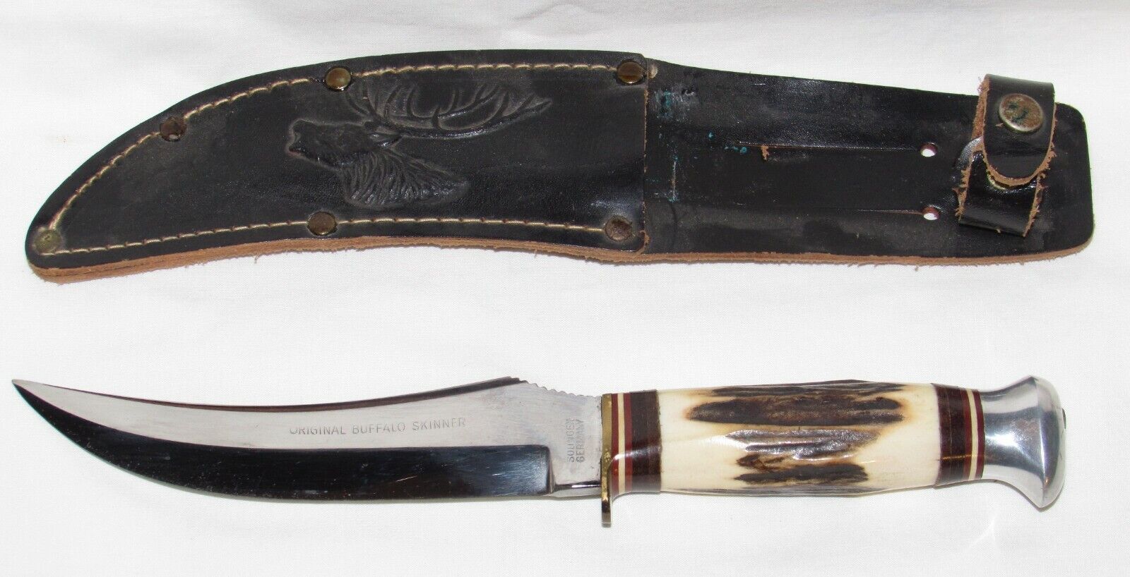 Vintage Solingen Germany Original Buffalo Skinner Hunting Knife with Sheath