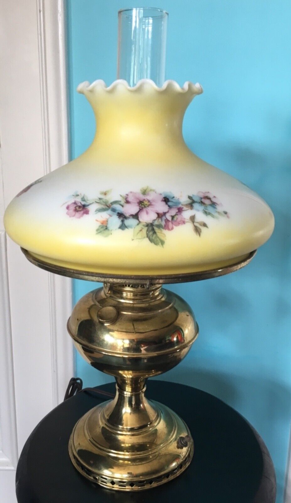 Antique Hurricane Lamp Brass With Gwtw, Antique Hurricane Lamp Shades