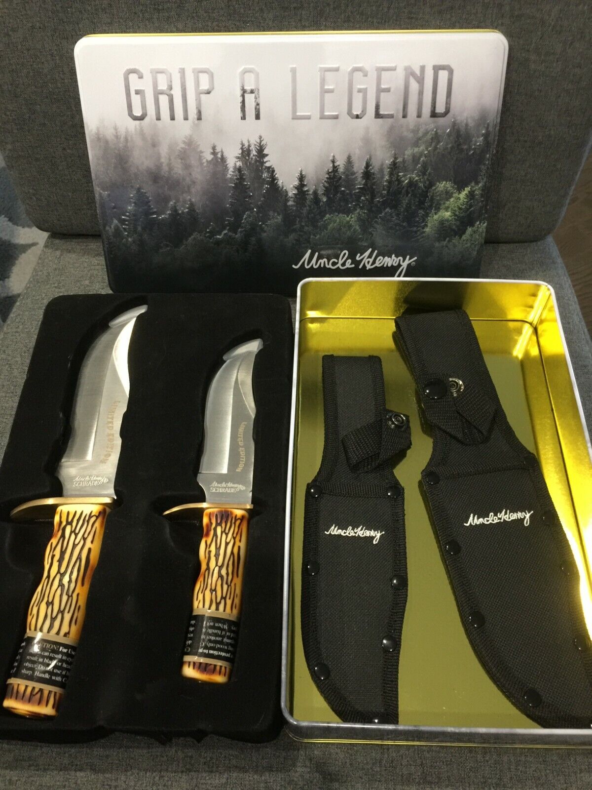 SCHRADE UNCLE HENRY LIMITED EDITION 2 pc Knife Knives Set GRIP A LEGEND
