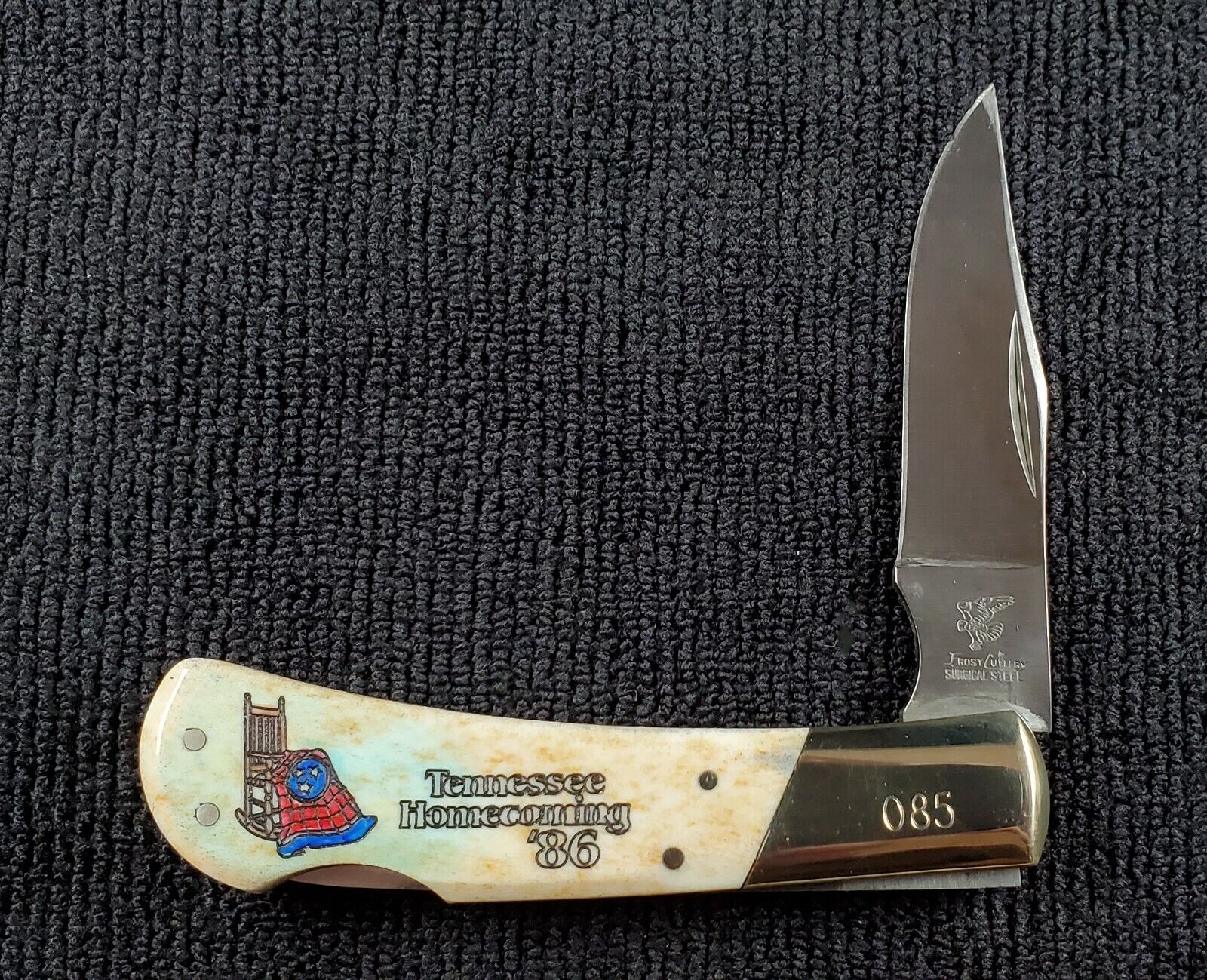 Vintage Frost Cutlery Japan 1986 Tennessee Homecoming Bone Handle Pocket Knife 