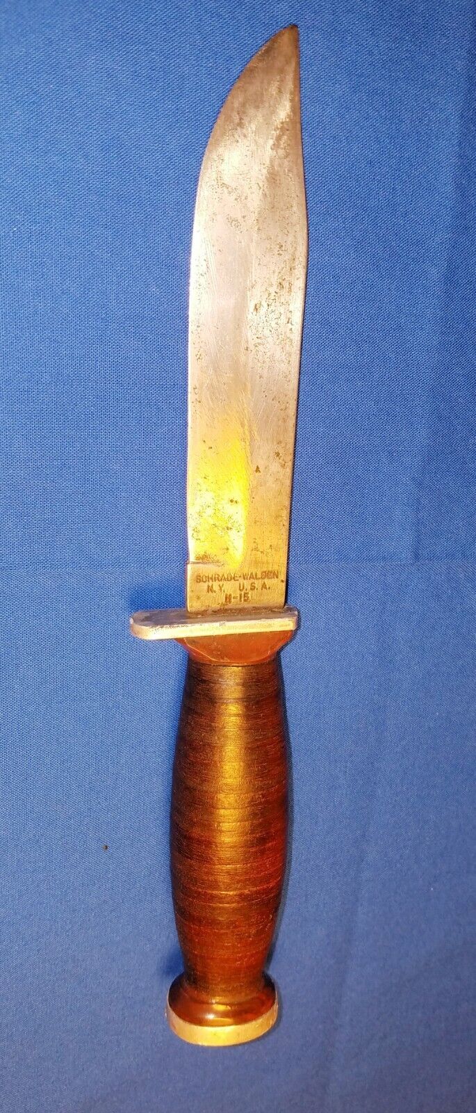 Vintage Schrade Walden H-15 Bowie Knife & Leather Sheath N.Y USA No Reserve